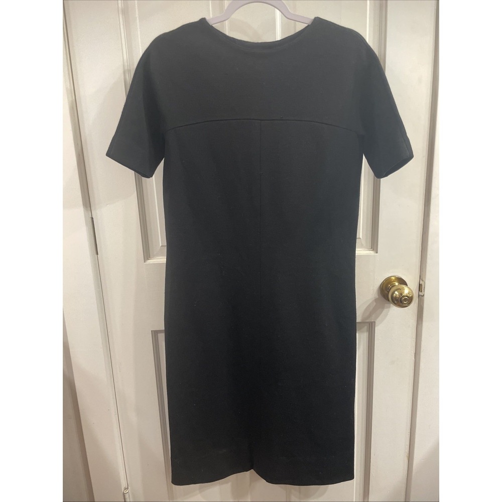 VTG 60s Black Kimberly Dress 100% Pure Wool Union Label M Wpl6690 Back Buttons